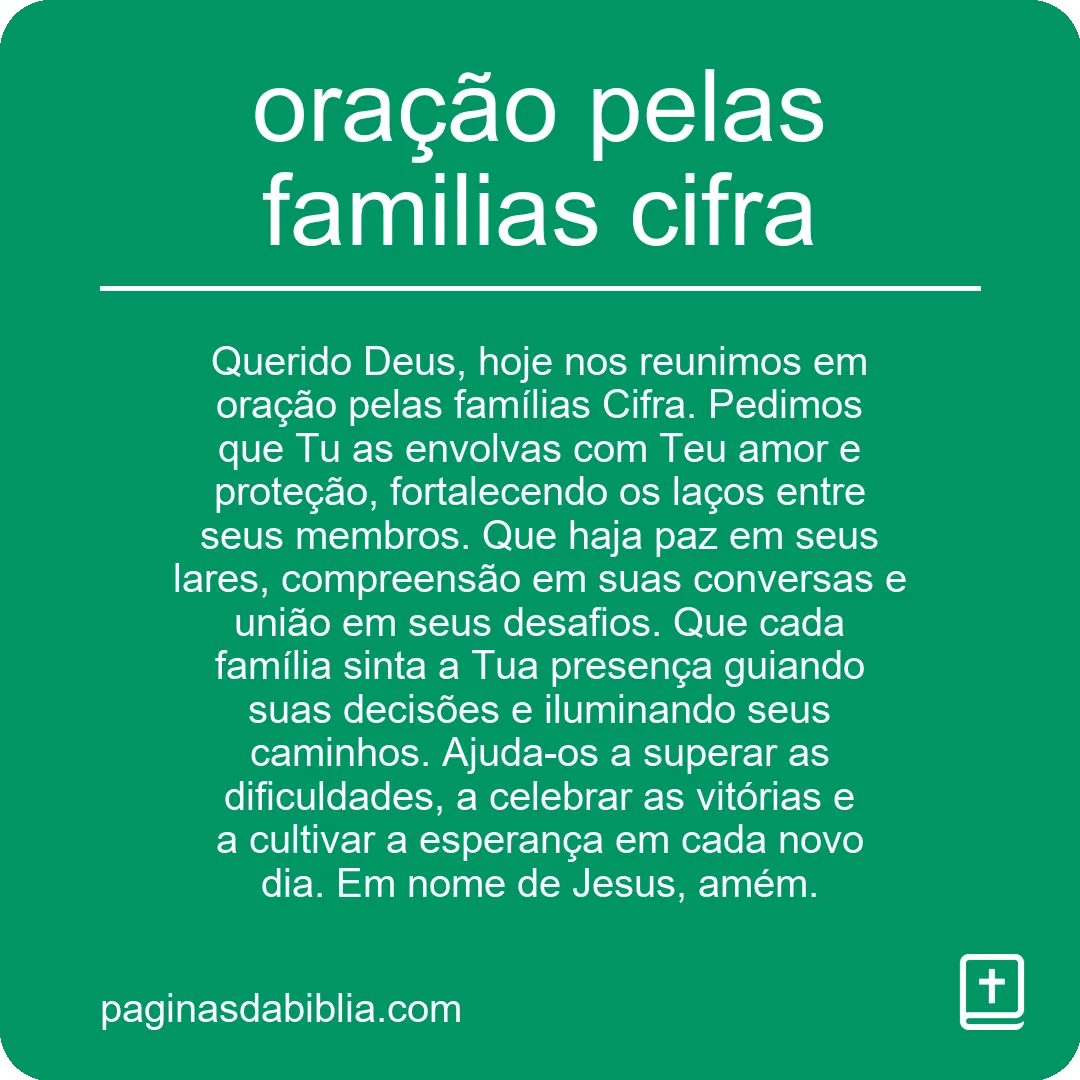 oração pelas familias cifra