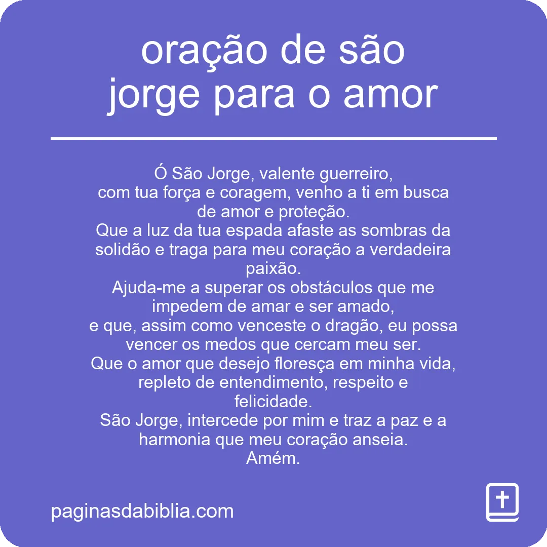 oração de são jorge para o amor