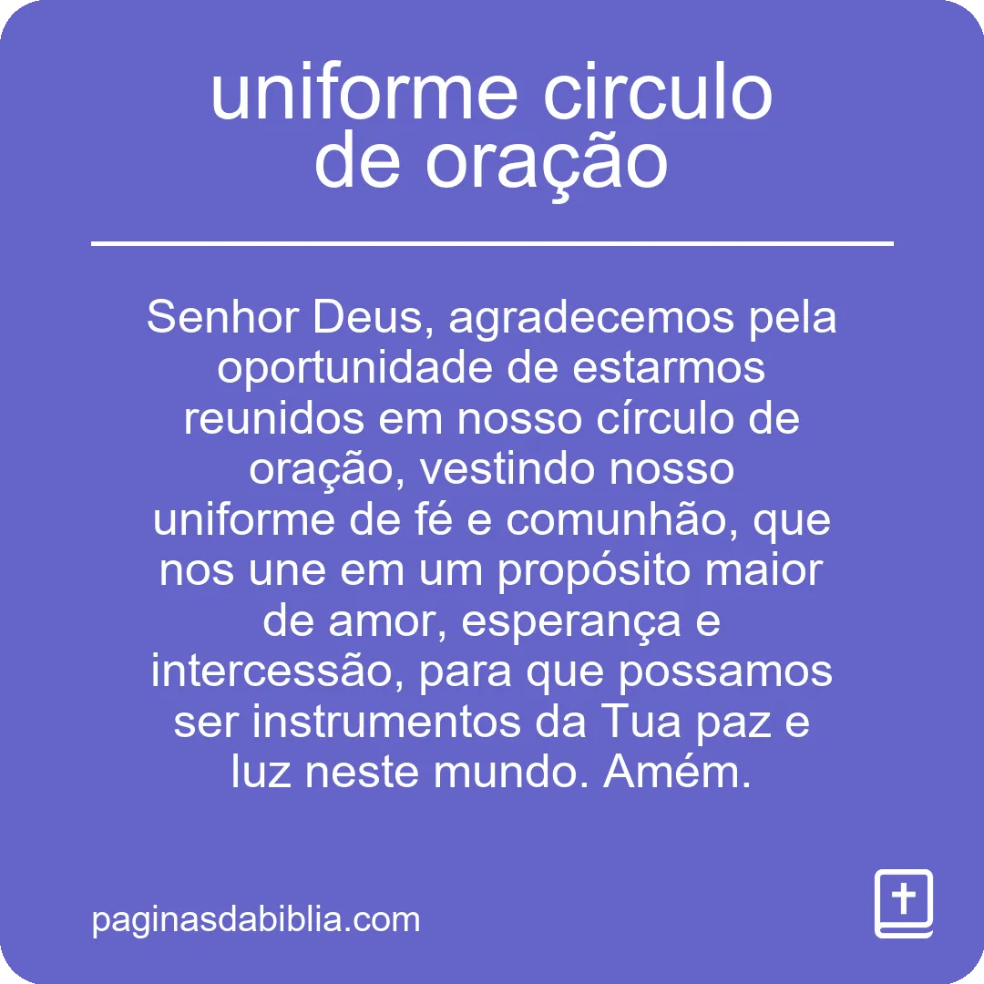 uniforme circulo de oração