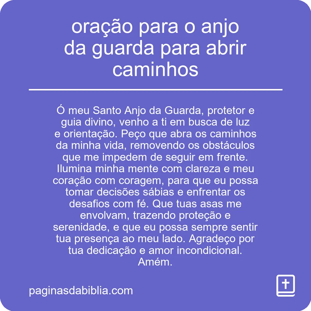 oração para o anjo da guarda para abrir caminhos