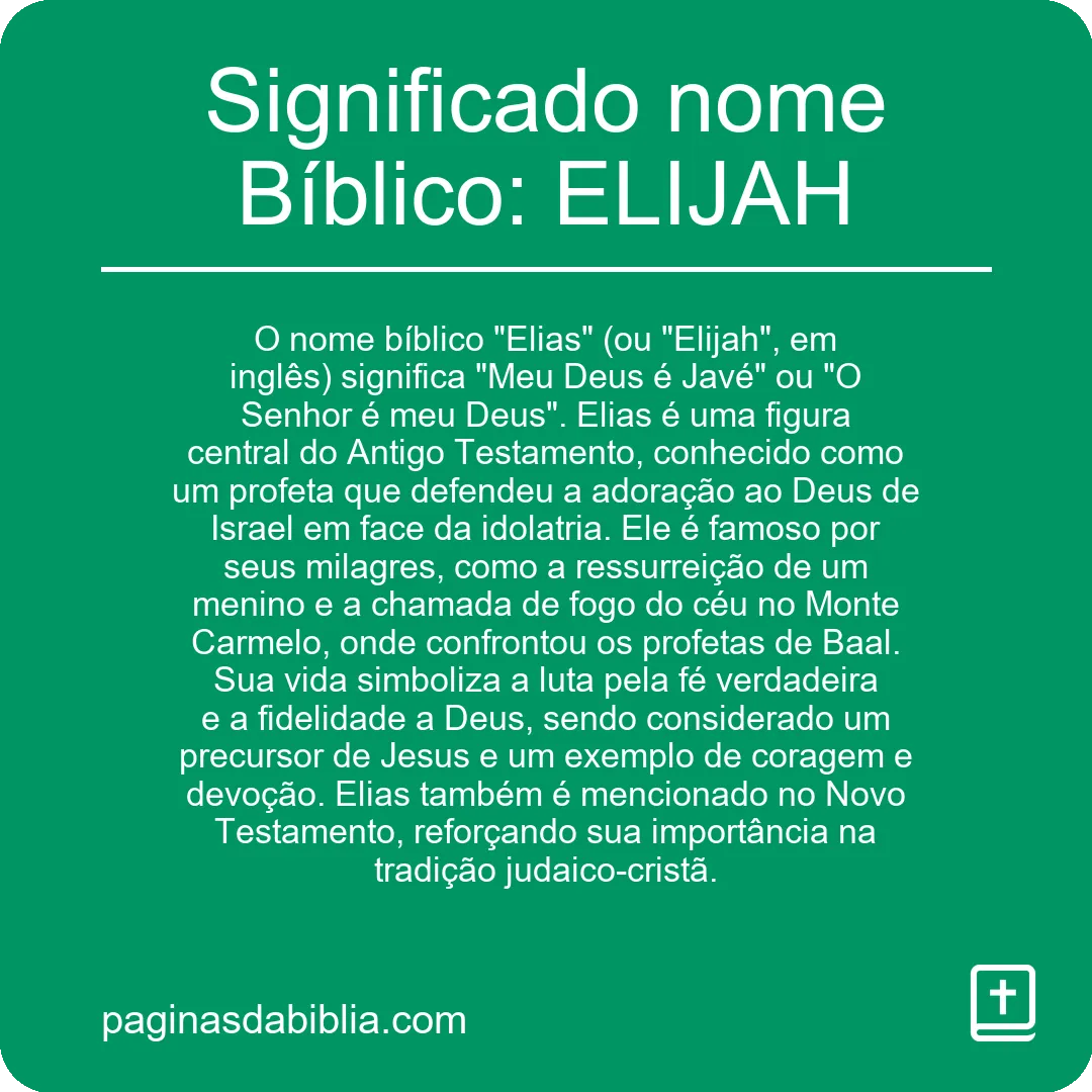 Significado nome Bíblico: ELIJAH