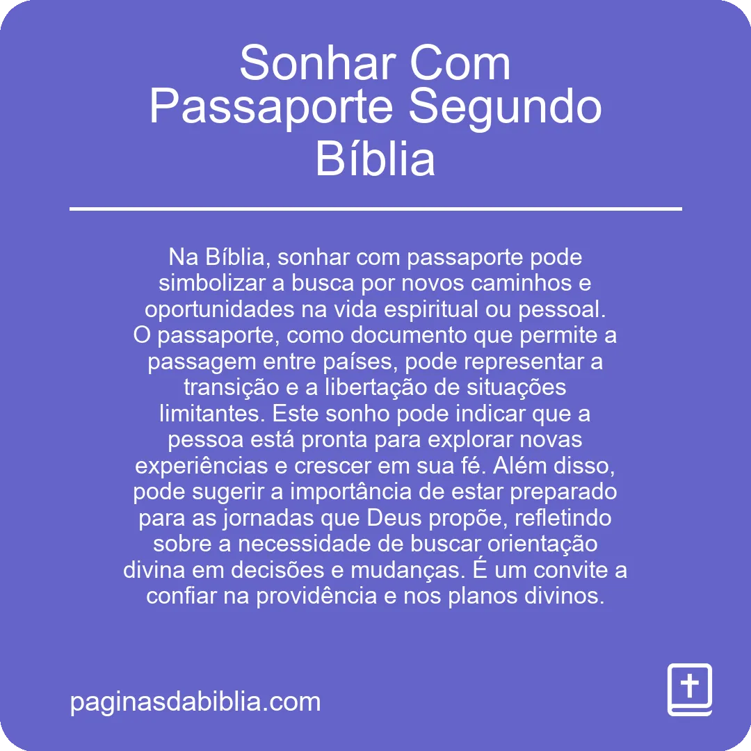 Sonhar Com Passaporte Segundo Bíblia