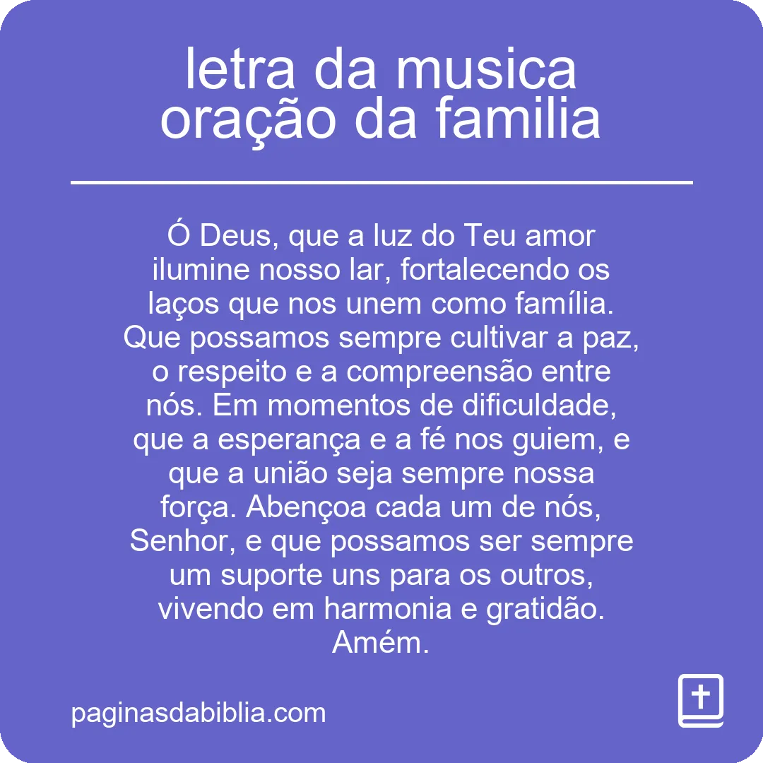 letra da musica oração da familia