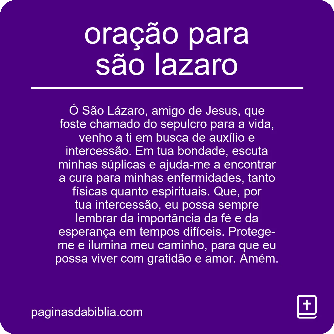 oração para são lazaro