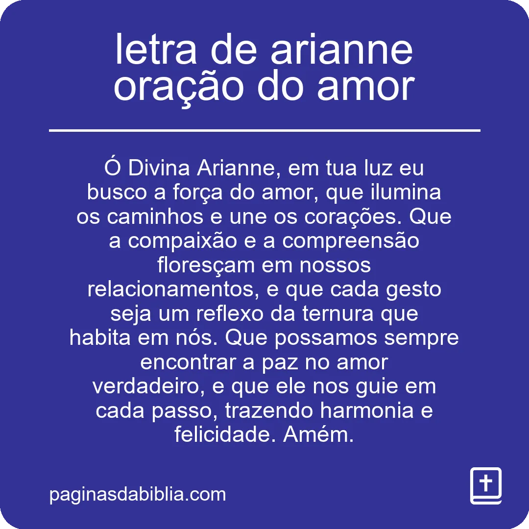 letra de arianne oração do amor