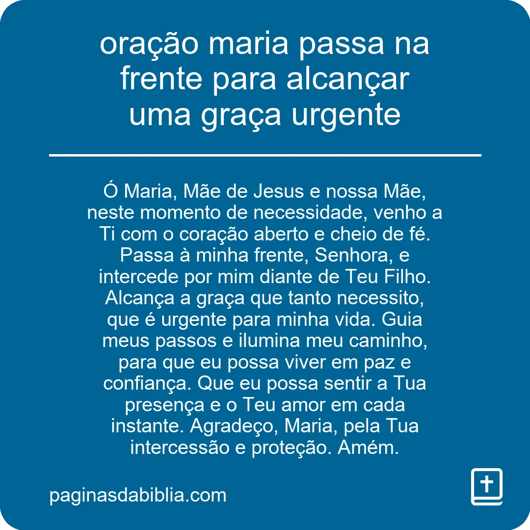 oração maria passa na frente para alcançar uma graça urgente