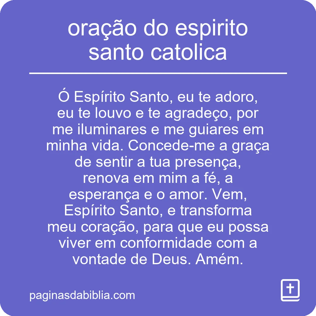 oração do espirito santo catolica