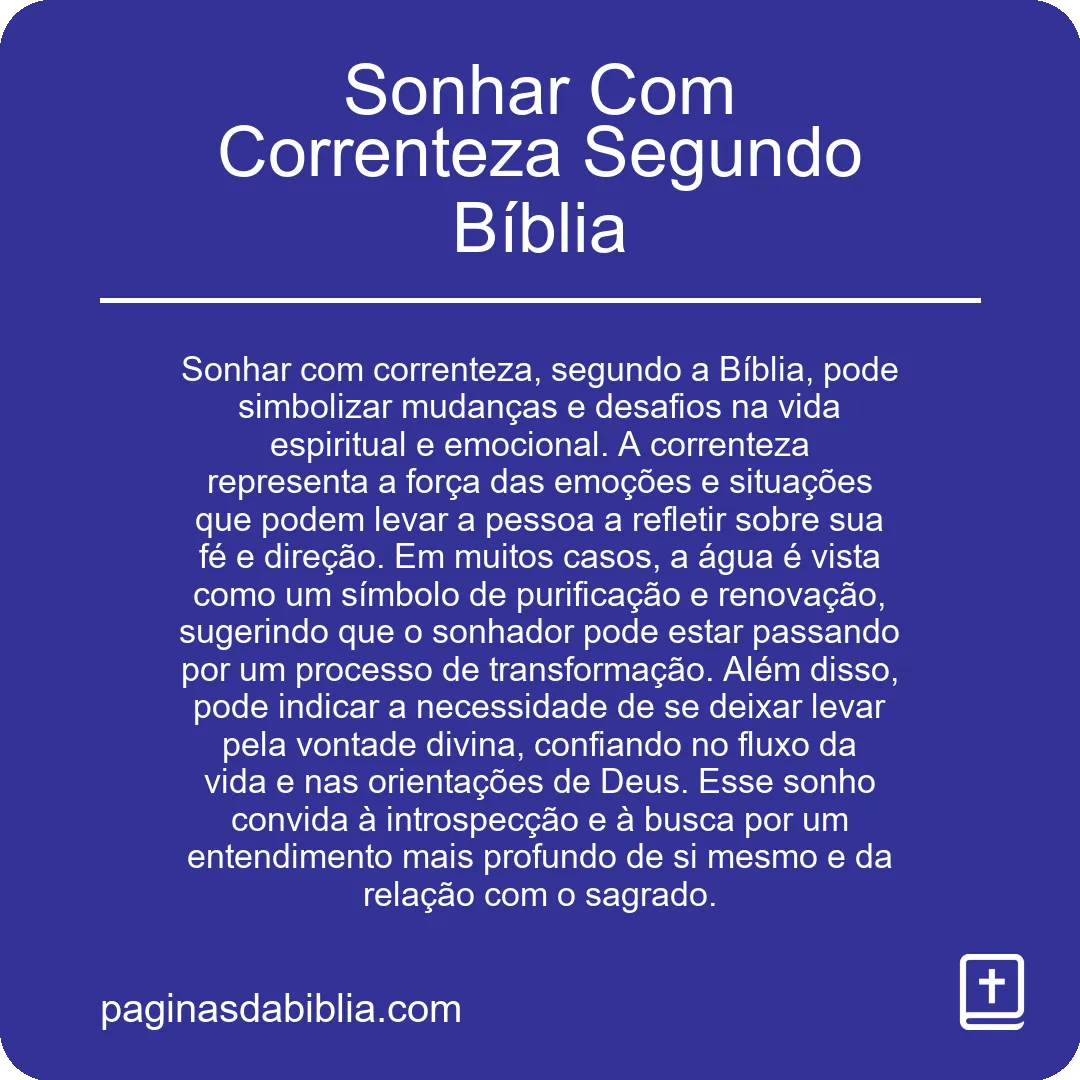 Sonhar Com Correnteza Segundo Bíblia