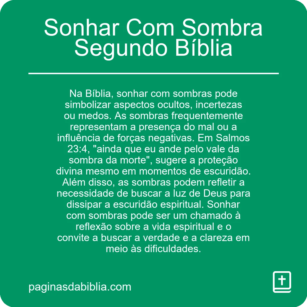 Sonhar Com Sombra Segundo Bíblia