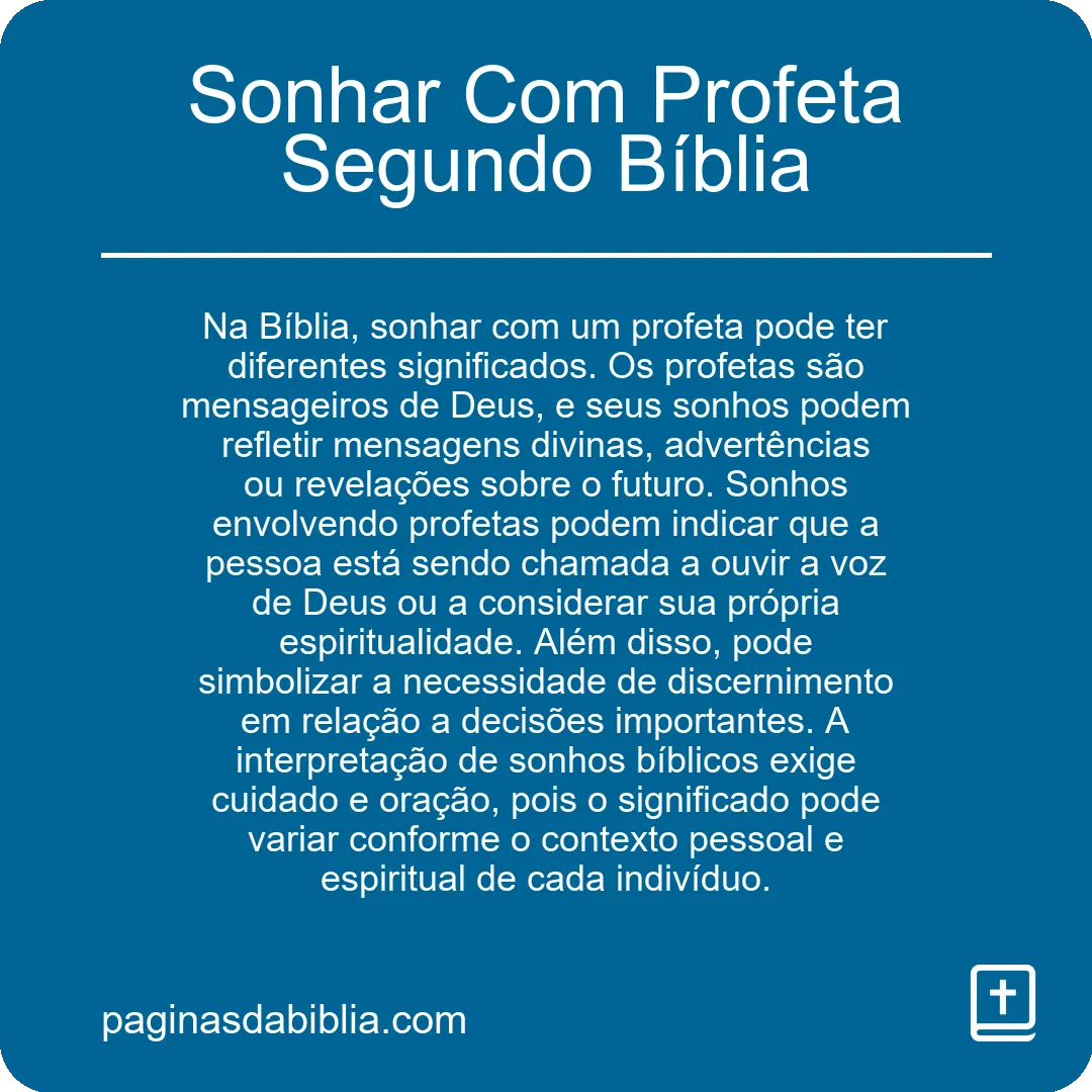 Sonhar Com Profeta Segundo Bíblia