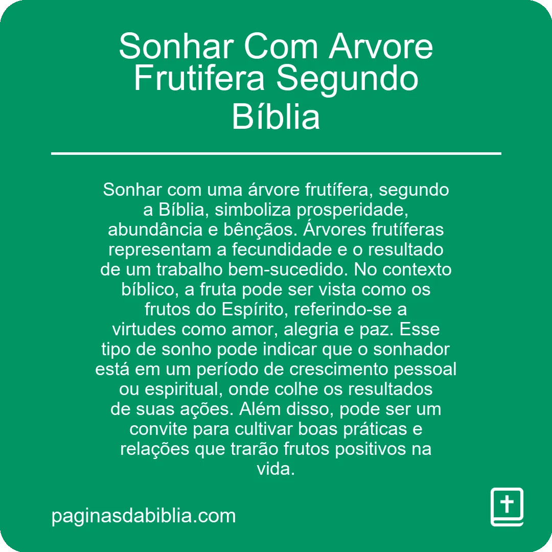 Sonhar Com Arvore Frutifera Segundo Bíblia