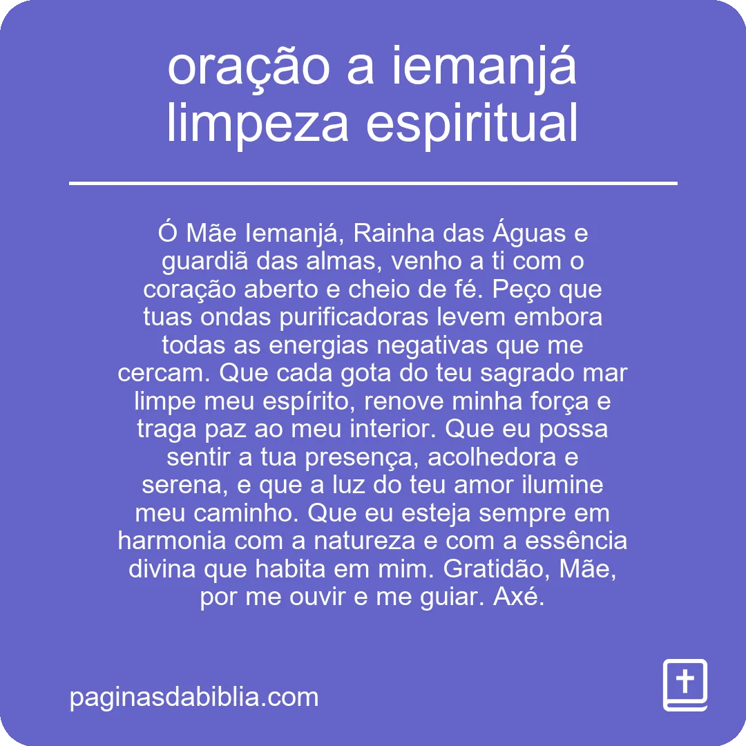 oração a iemanjá limpeza espiritual