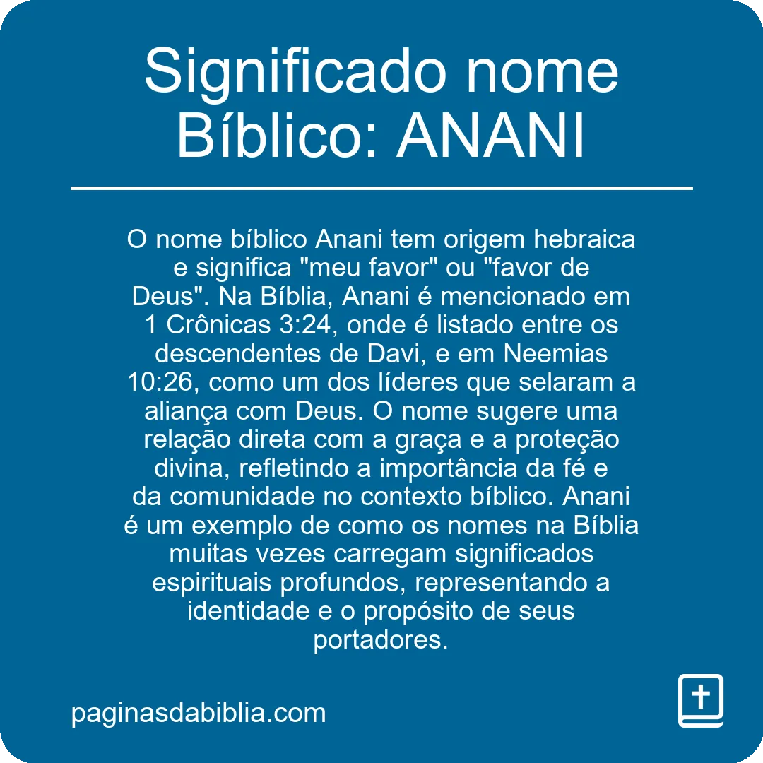 Significado nome Bíblico: ANANI