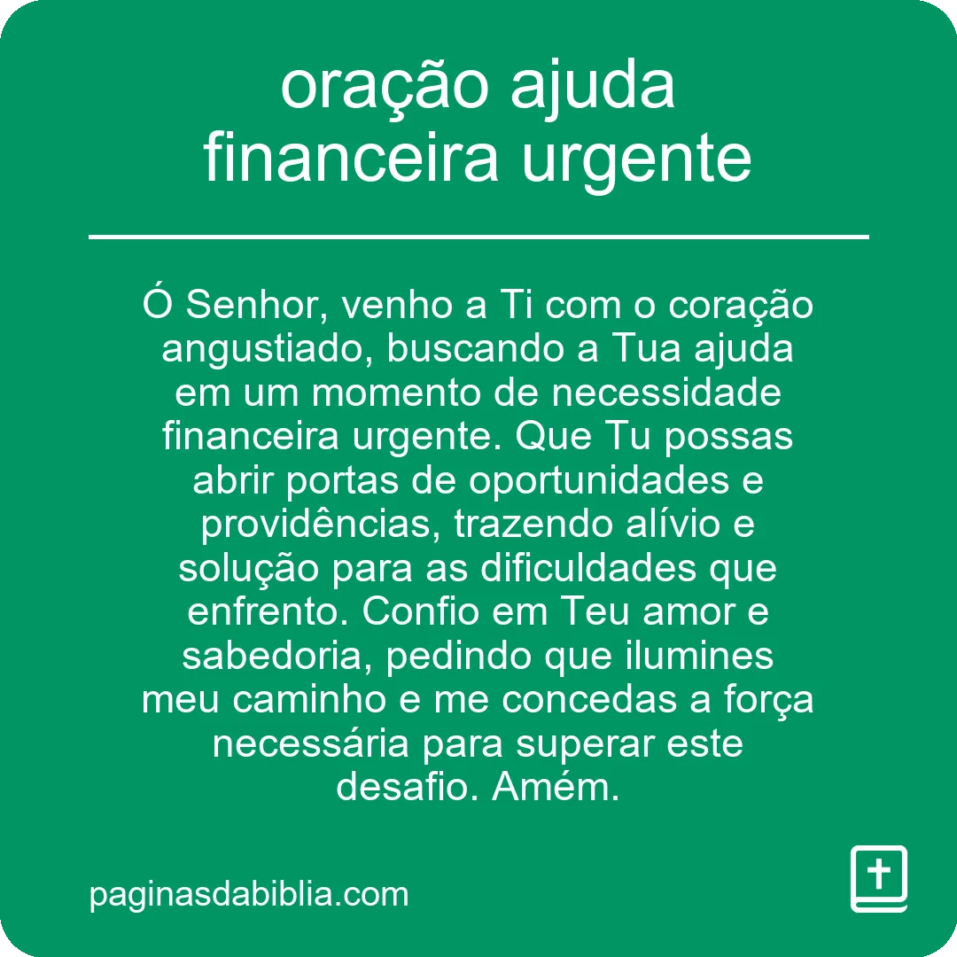 oração ajuda financeira urgente