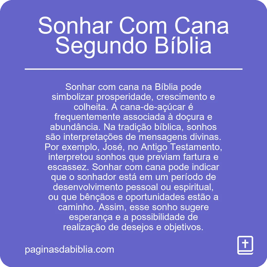 Sonhar Com Cana Segundo Bíblia