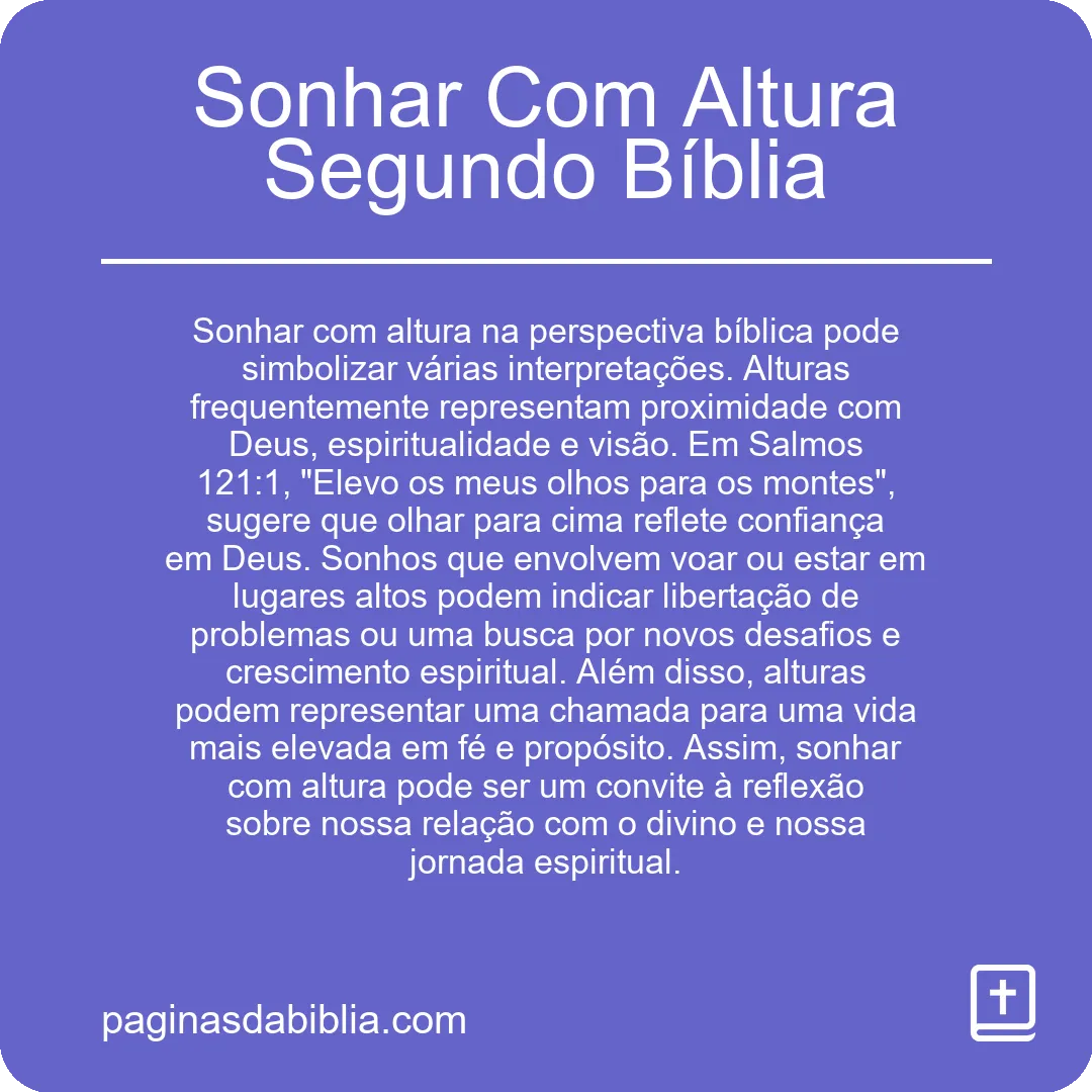 Sonhar Com Altura Segundo Bíblia