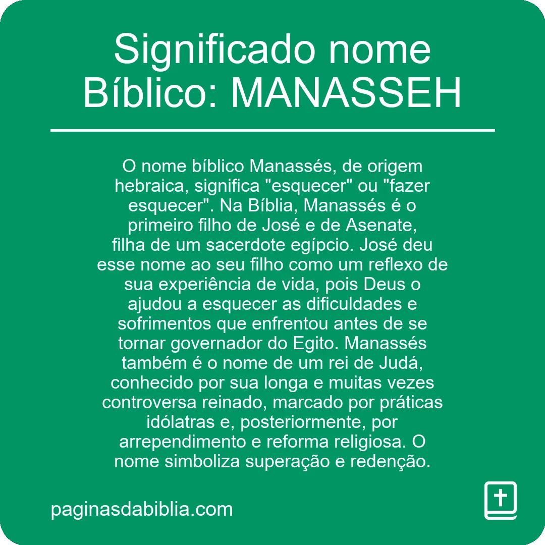 Significado nome Bíblico: MANASSEH