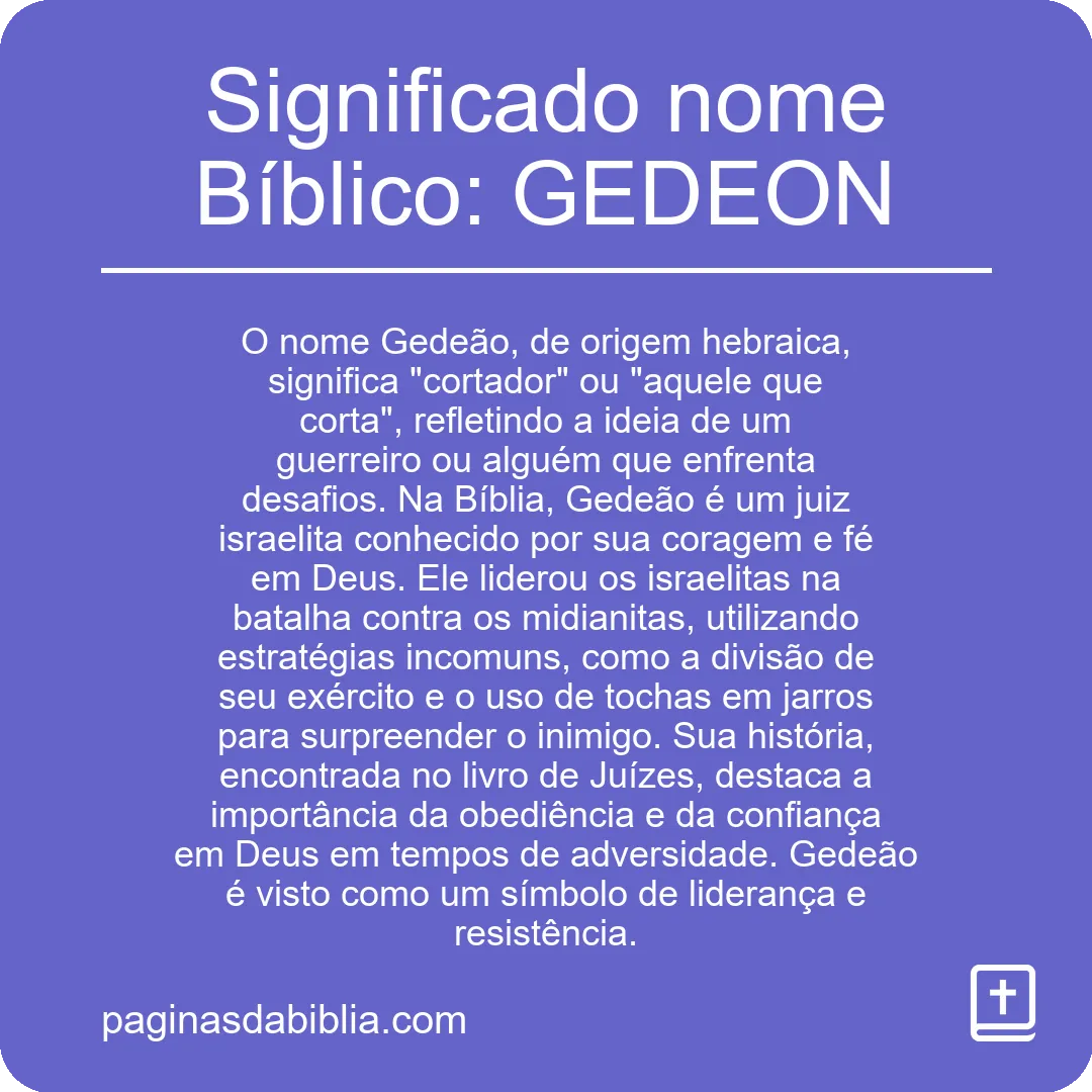 Significado nome Bíblico: GEDEON