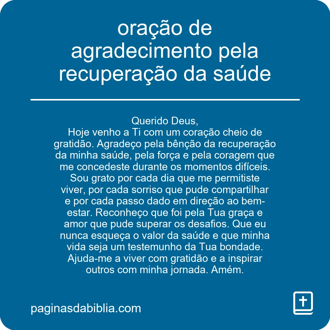 oração de agradecimento pela recuperação da saúde