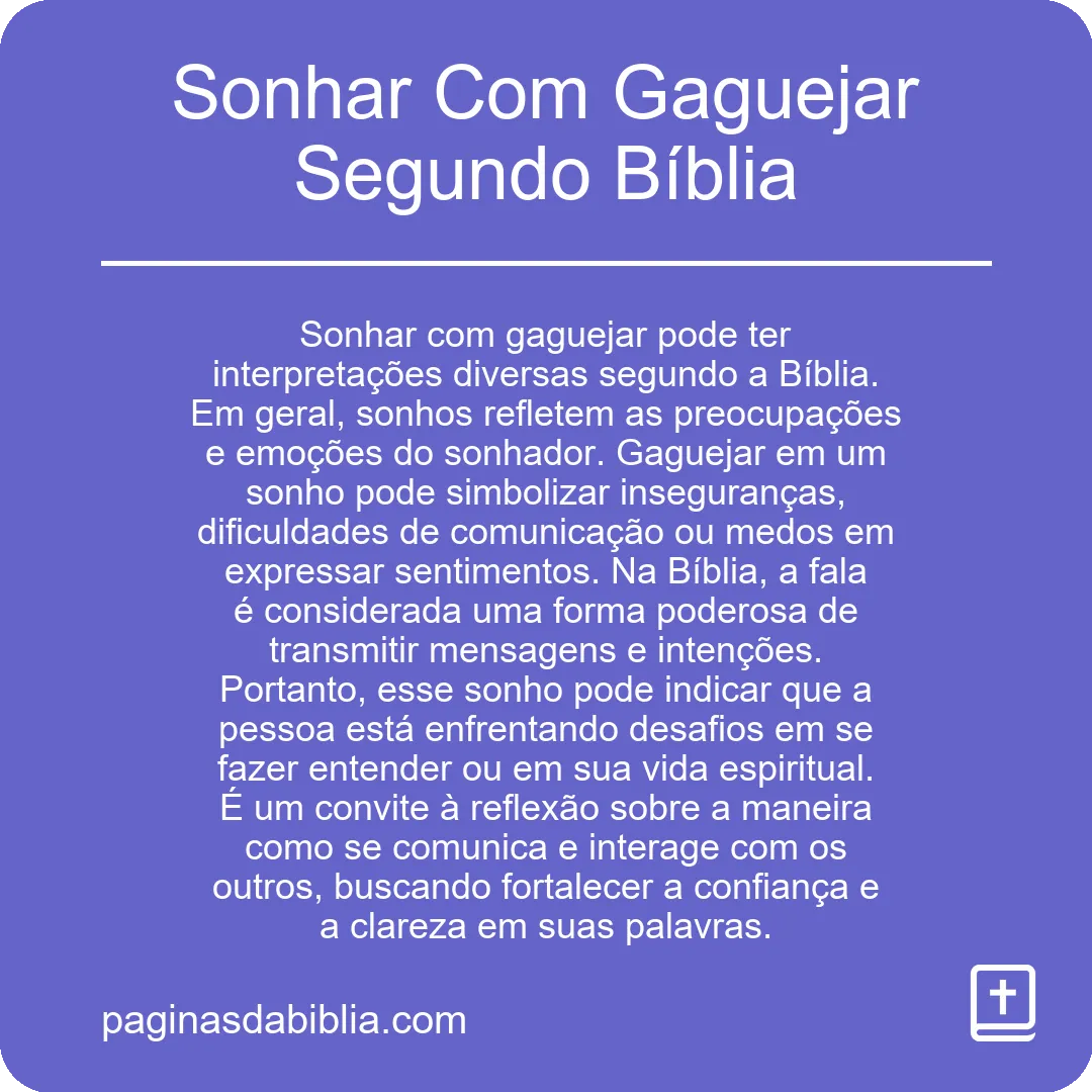 Sonhar Com Gaguejar Segundo Bíblia