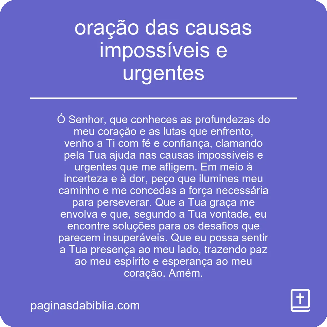 oração das causas impossíveis e urgentes