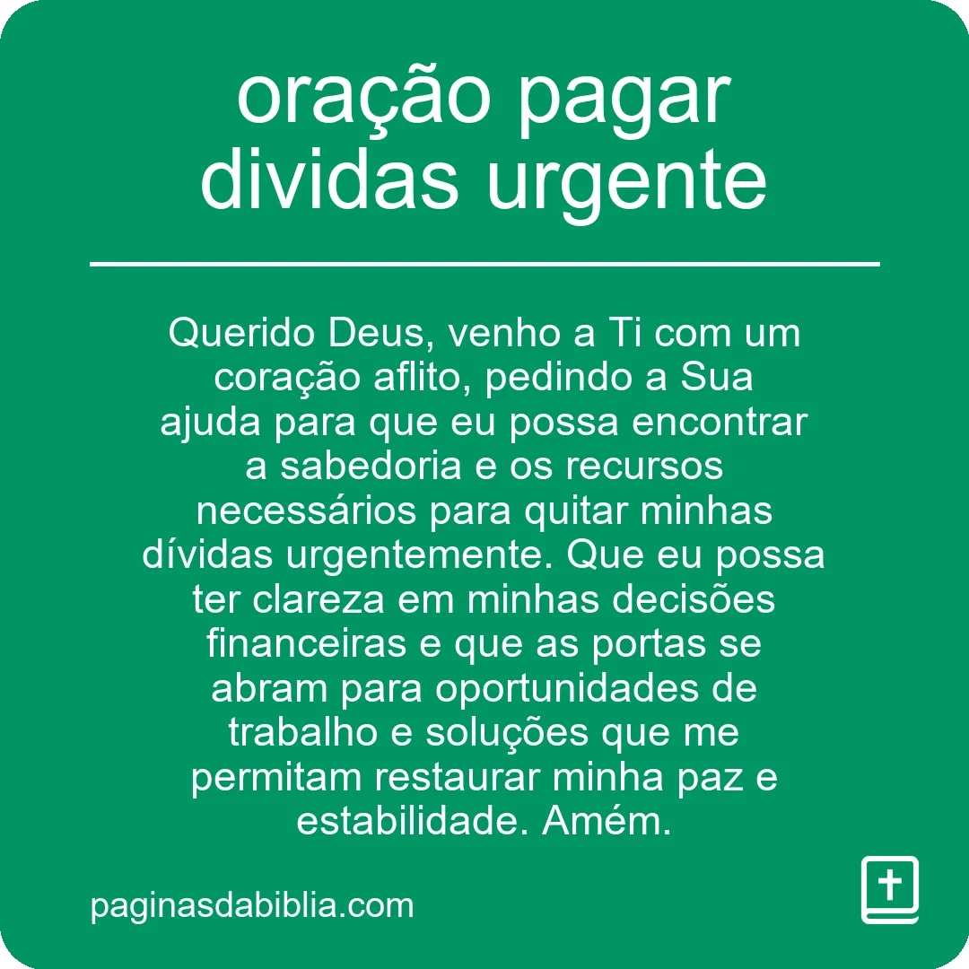 oração pagar dividas urgente