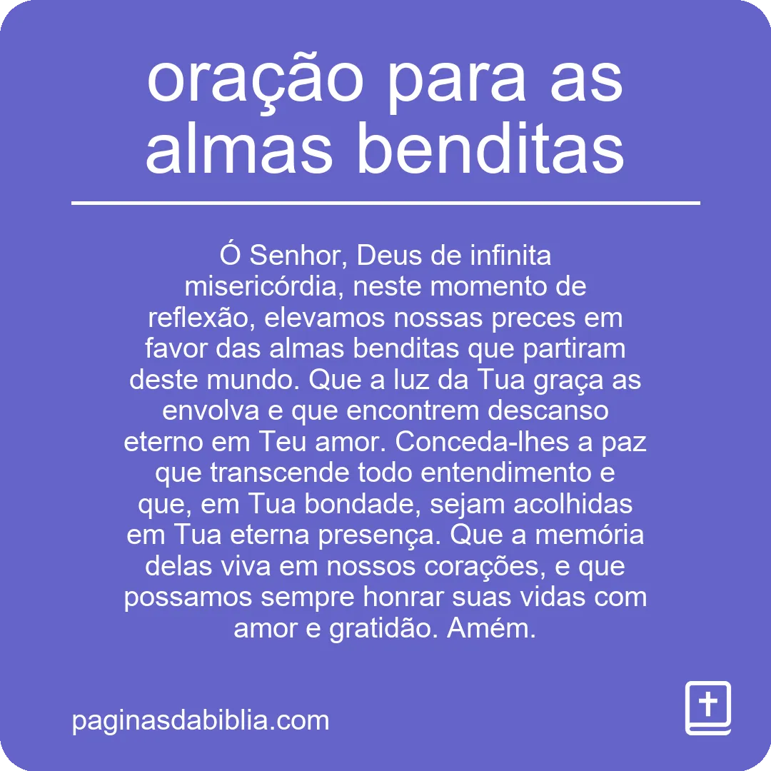 oração para as almas benditas