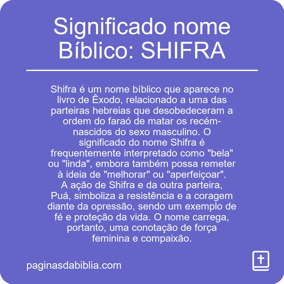 Significado nome Bíblico: SHIFRA