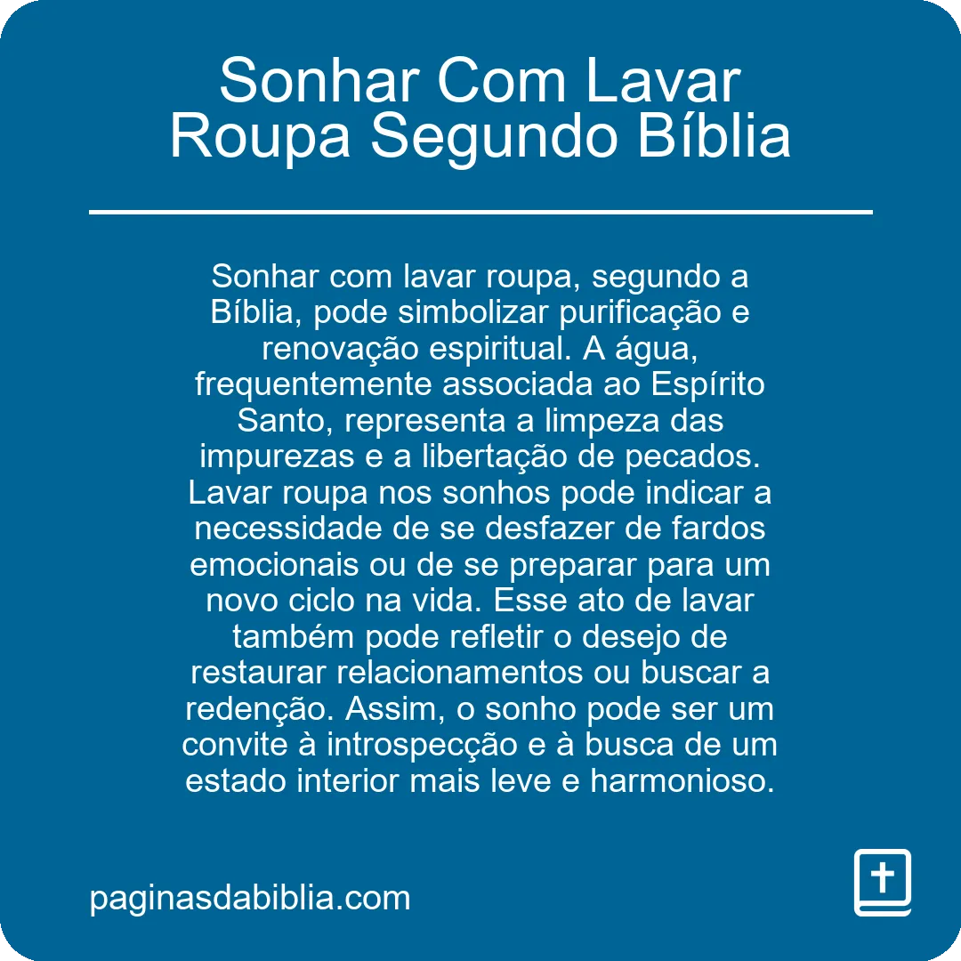 Sonhar Com Lavar Roupa Segundo Bíblia