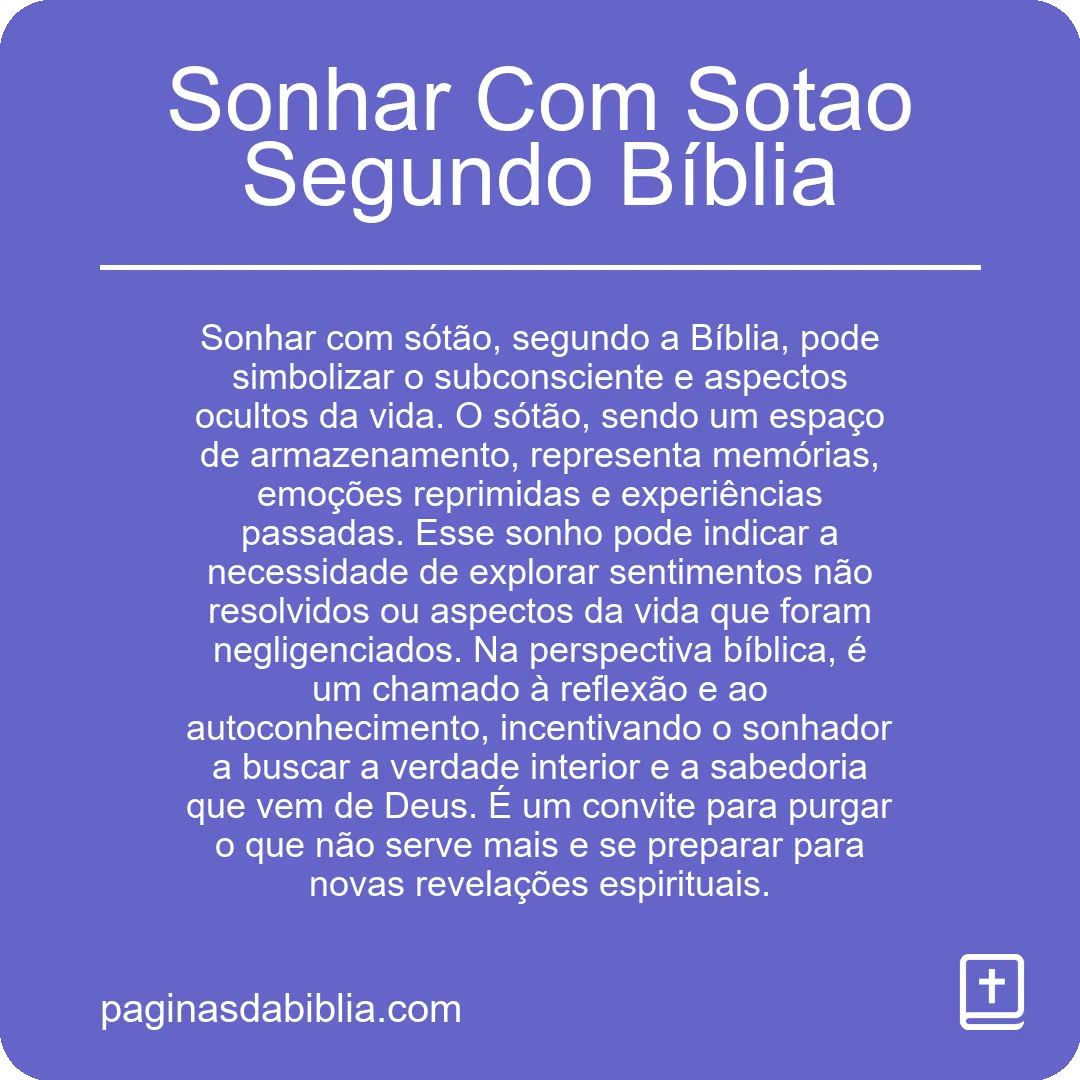 Sonhar Com Sotao Segundo Bíblia