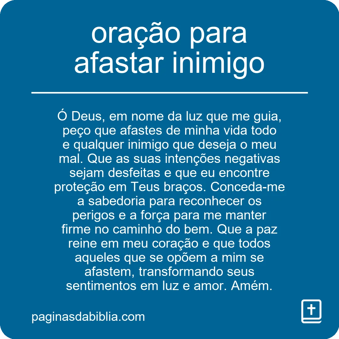 oração para afastar inimigo