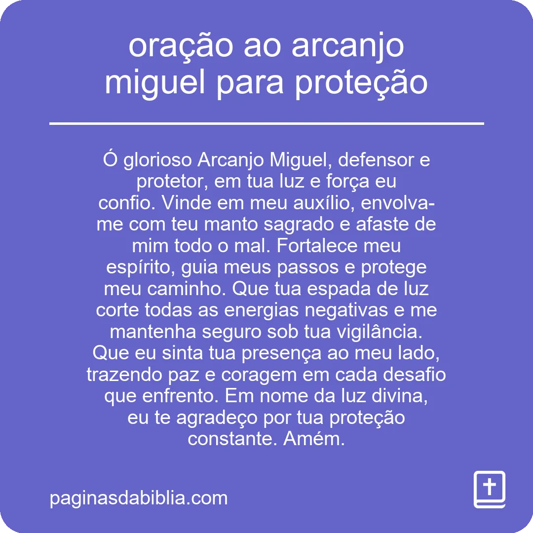 oração ao arcanjo miguel para proteção