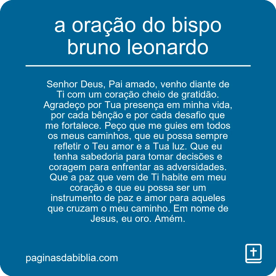 a oração do bispo bruno leonardo