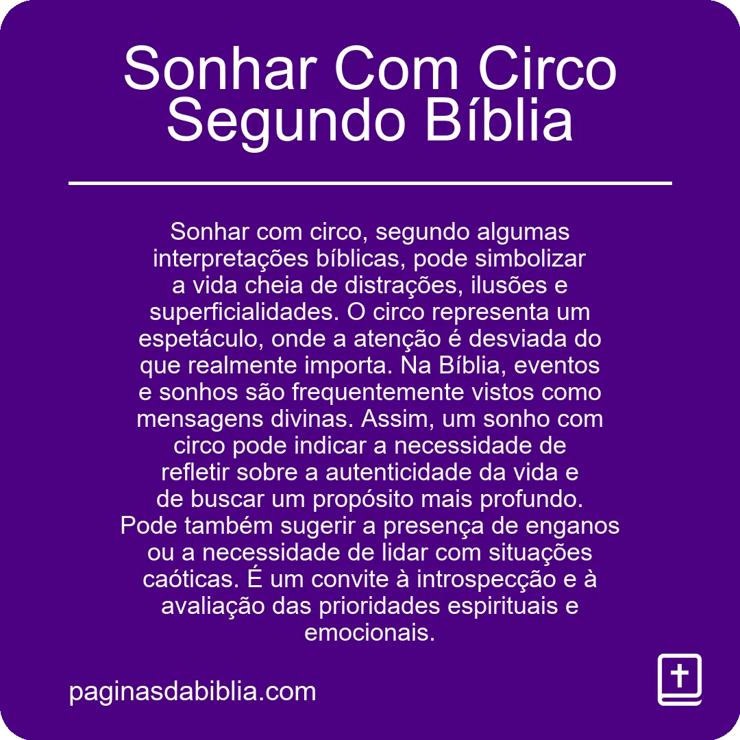 Sonhar Com Circo Segundo Bíblia