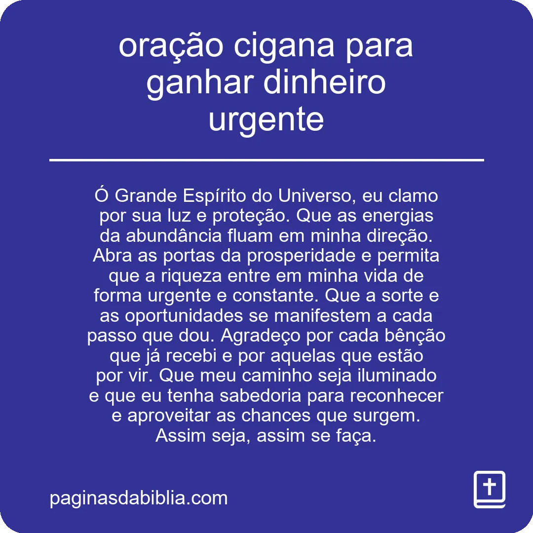 oração cigana para ganhar dinheiro urgente