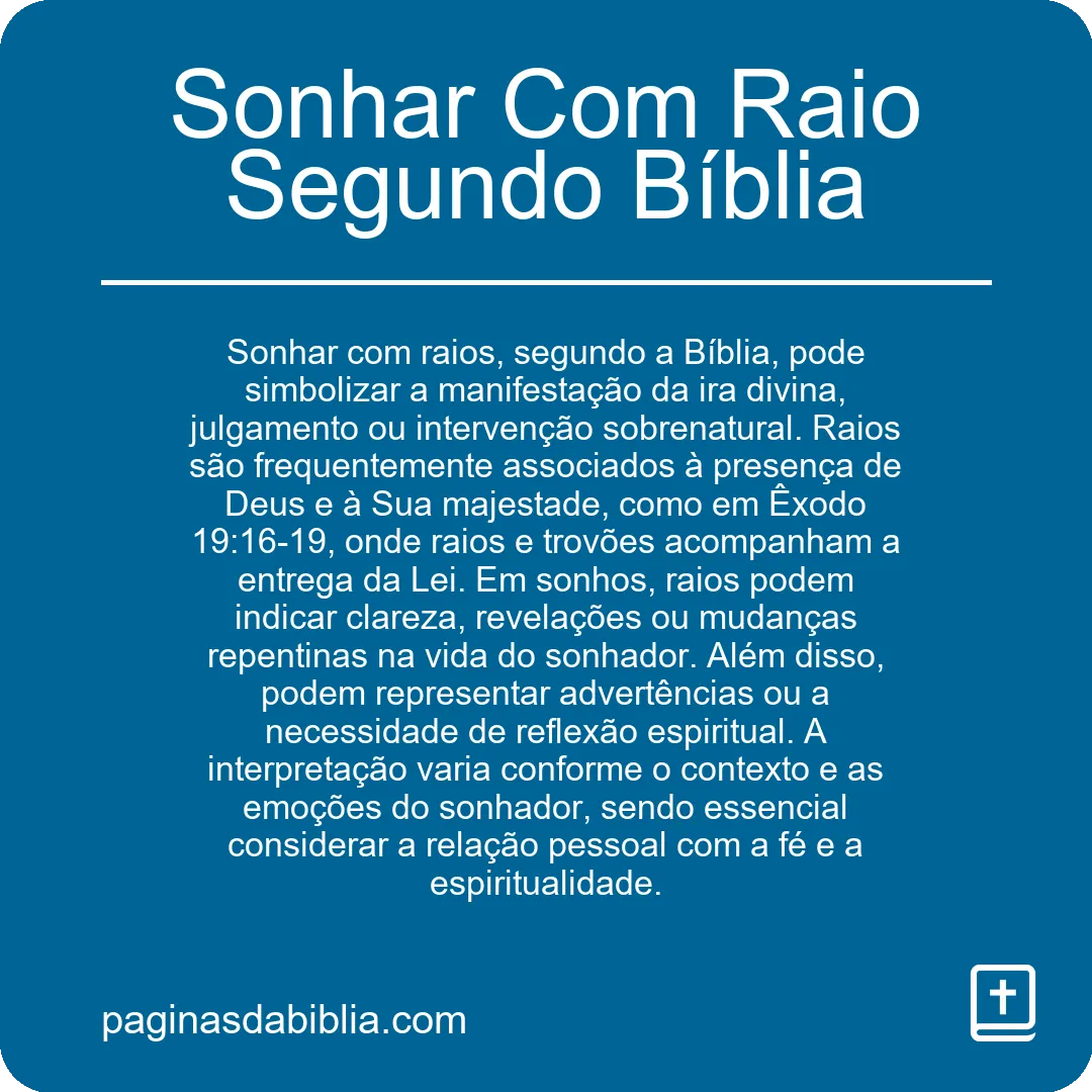 Sonhar Com Raio Segundo Bíblia