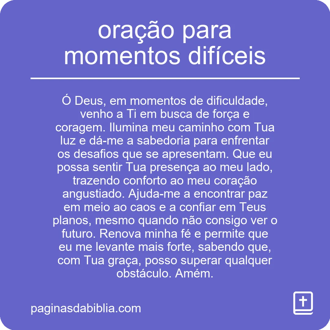 oração para momentos difíceis