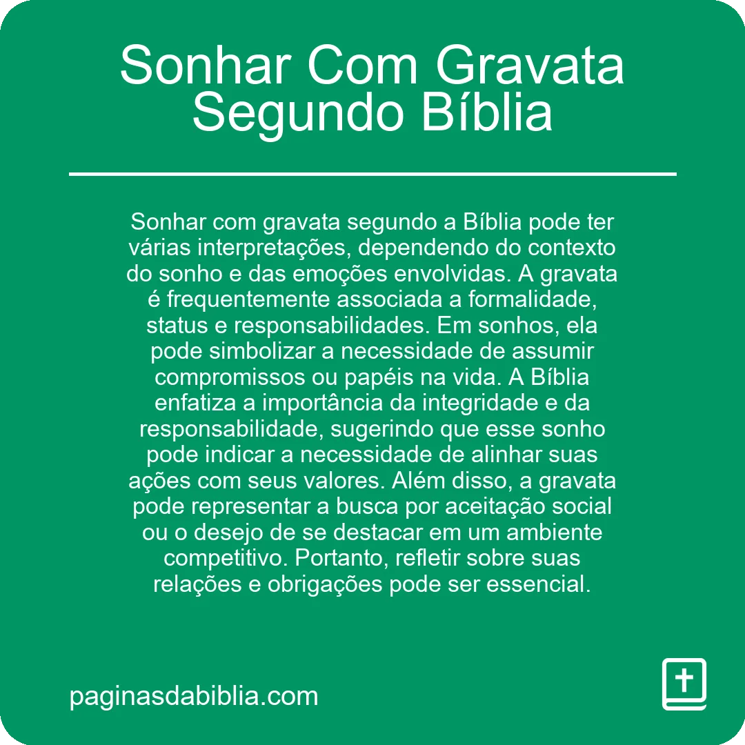 Sonhar Com Gravata Segundo Bíblia