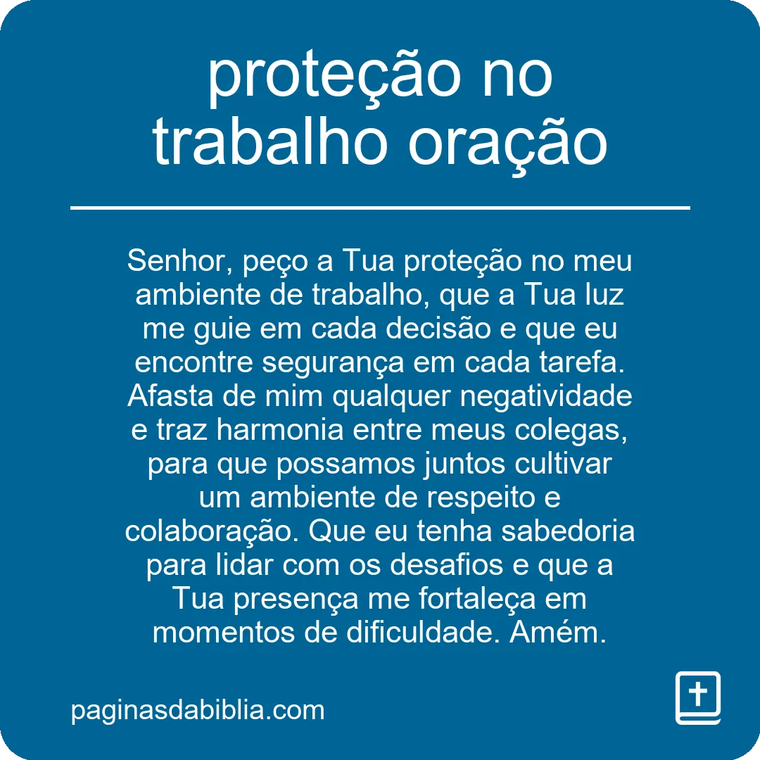 proteção no trabalho oração