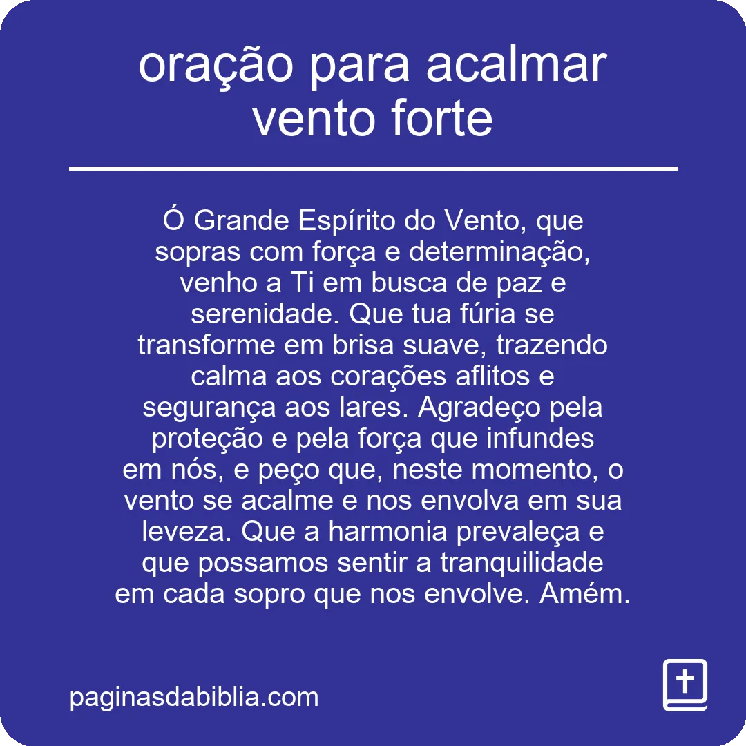 oração para acalmar vento forte