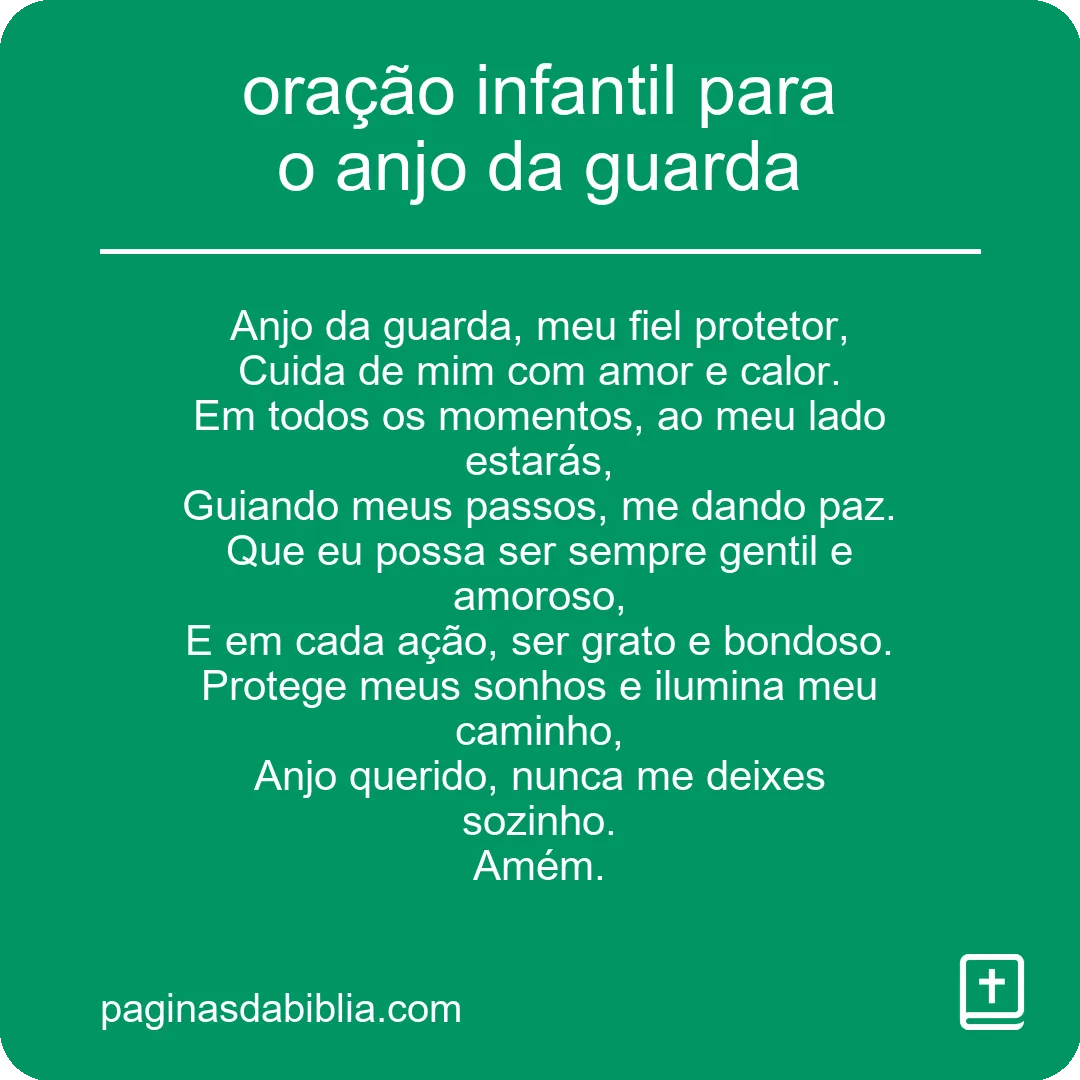 oração infantil para o anjo da guarda