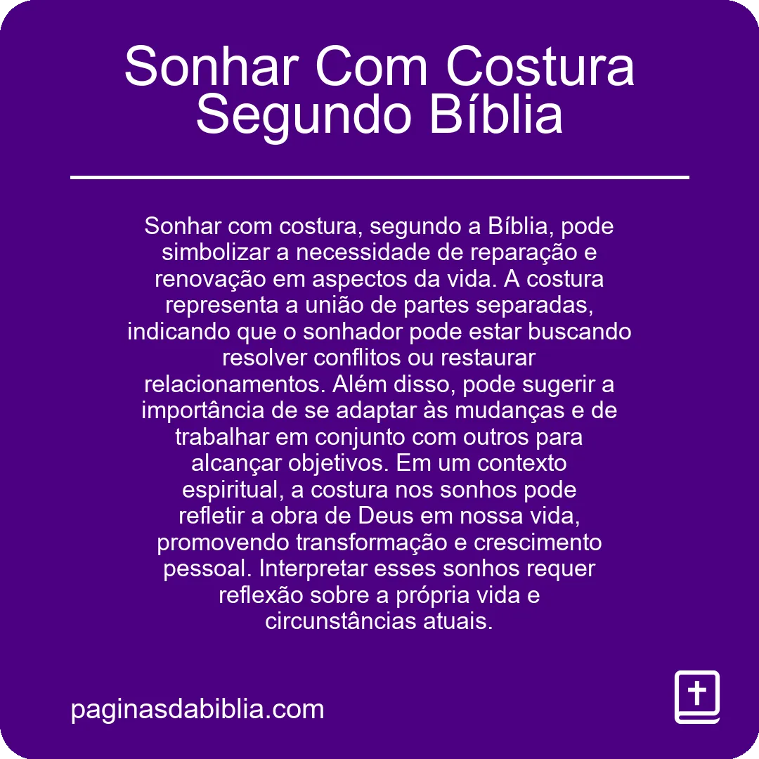 Sonhar Com Costura Segundo Bíblia