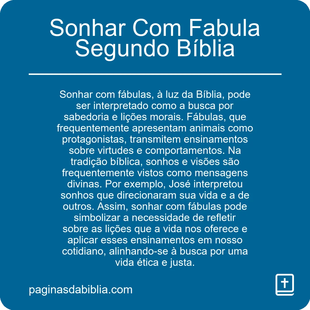 Sonhar Com Fabula Segundo Bíblia