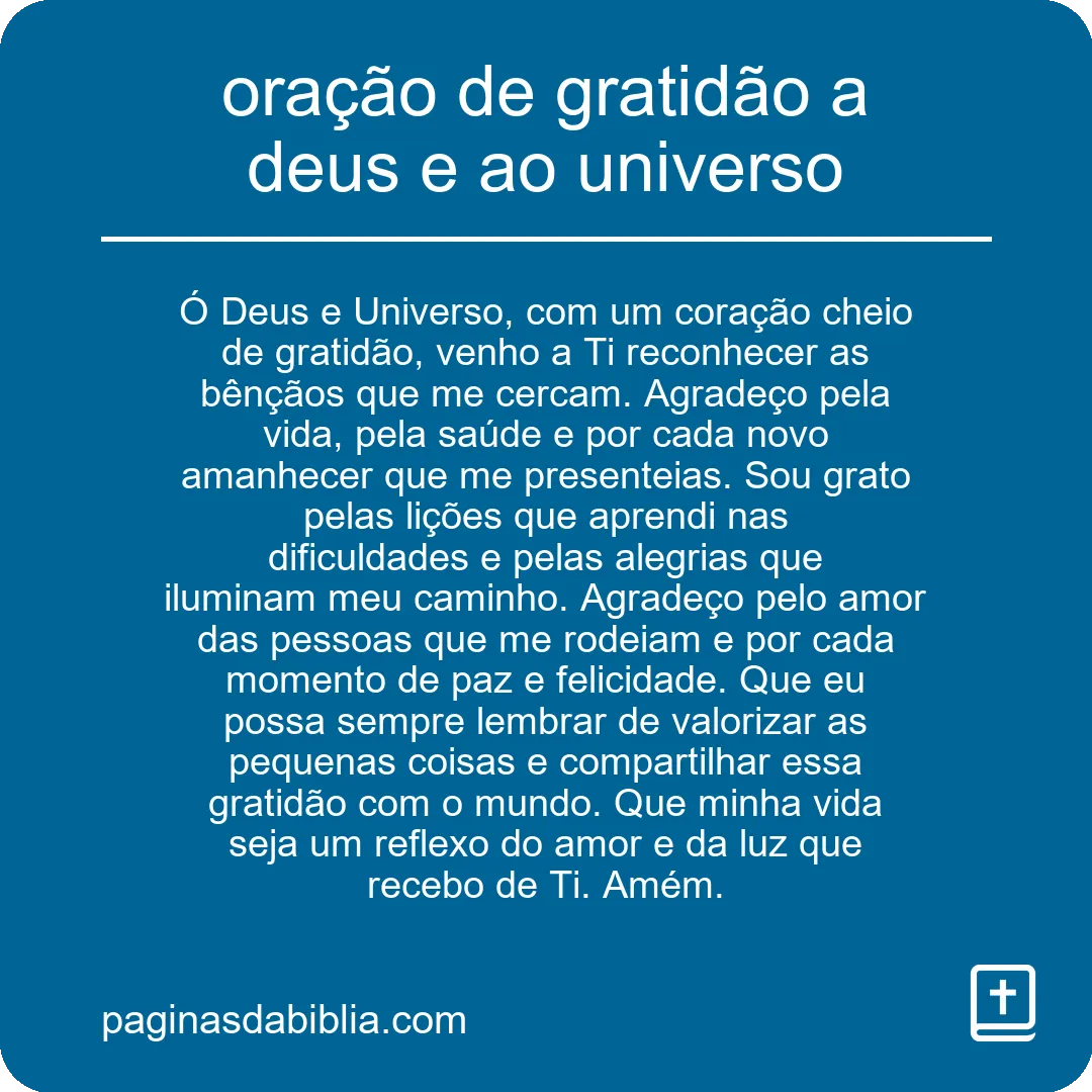 oração de gratidão a deus e ao universo