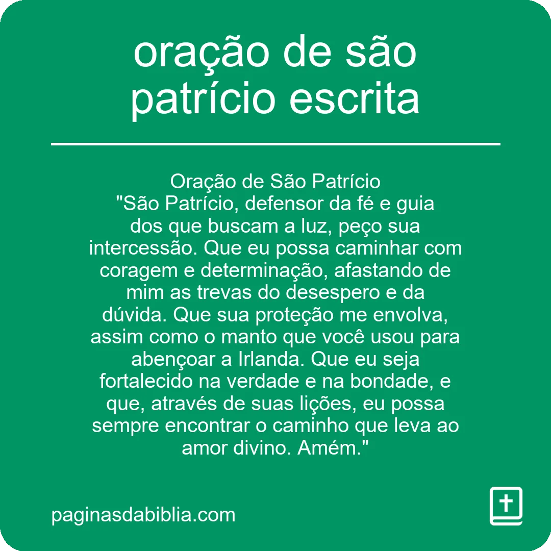 oração de são patrício escrita