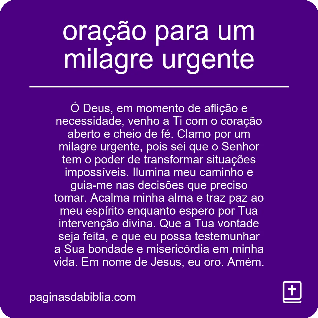 oração para um milagre urgente