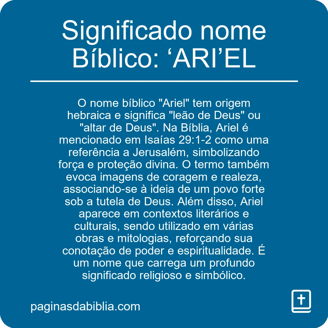 Significado nome Bíblico: ‘ARI’EL