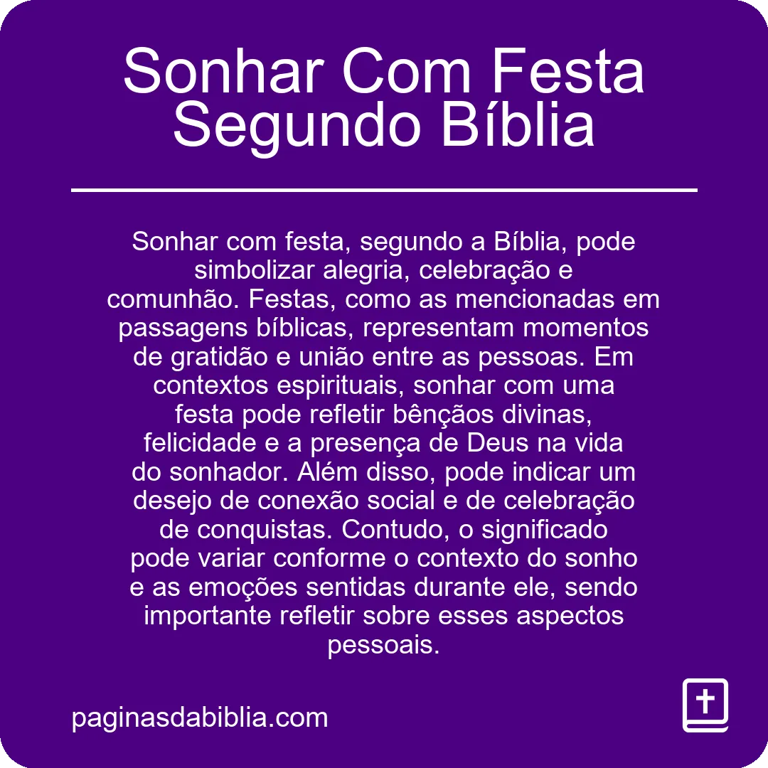 Sonhar Com Festa Segundo Bíblia