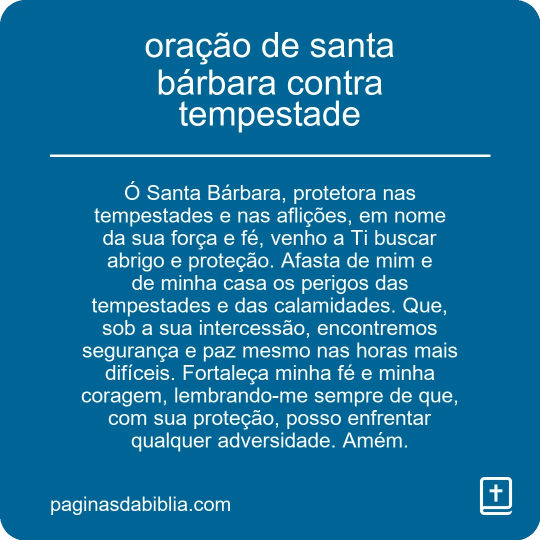 oração de santa bárbara contra tempestade