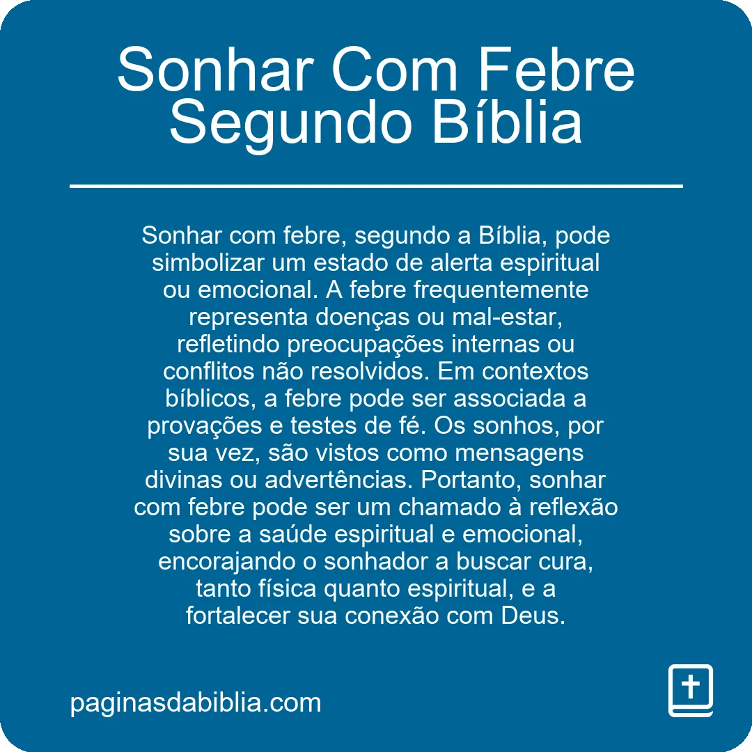 Sonhar Com Febre Segundo Bíblia